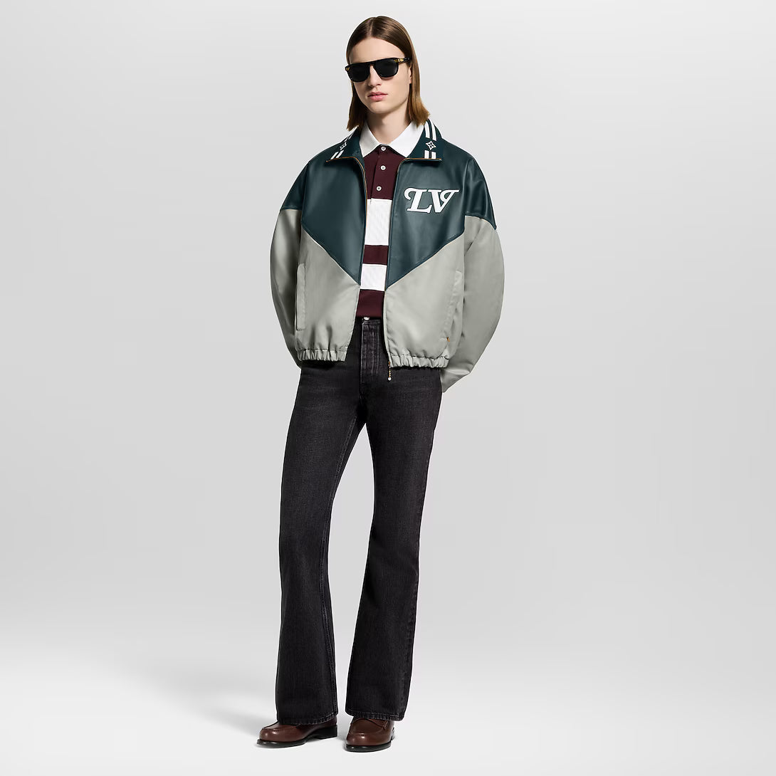 LV™ Hybrid Leather & Nylon Color-Block Jacket