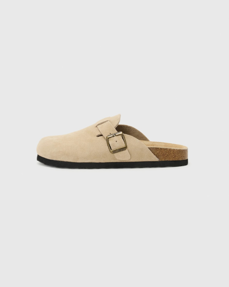 Buckle Suede Clogs Sandals